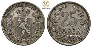 25 øre 1896 Oscar II. Kv.1+/01