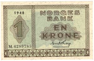 1 krone 1948 M.4289785. Kv.0