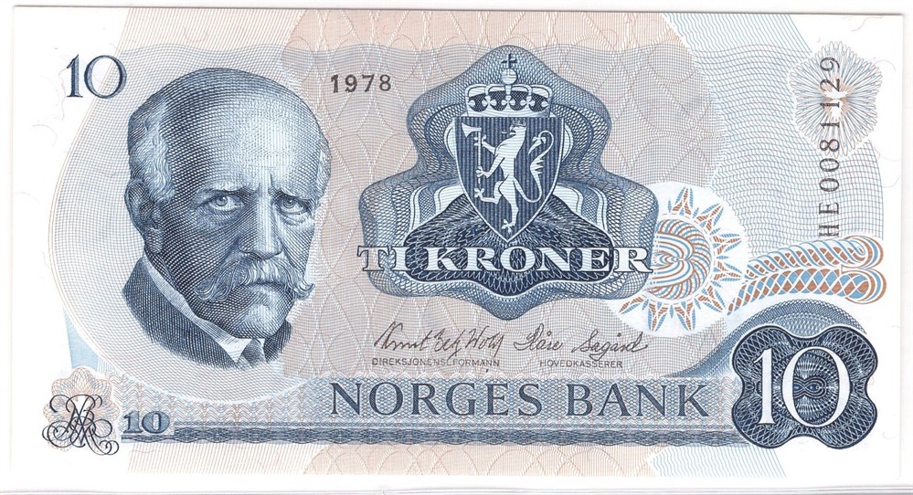 10 kroner 1978 HE erstatningsseddel. Kv.0