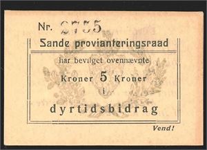 Sande provianteringsraad 5 kr 1917/18 kv. 0/01