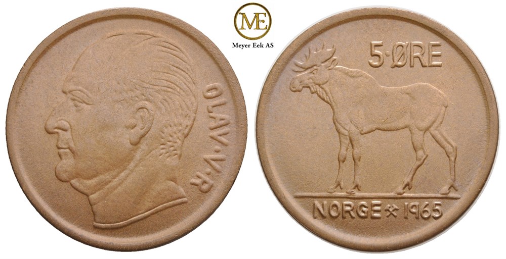 5 øre 1965 Olav V. Kv.0