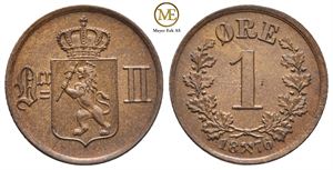 1 øre 1876 Oscar II. Kv.0