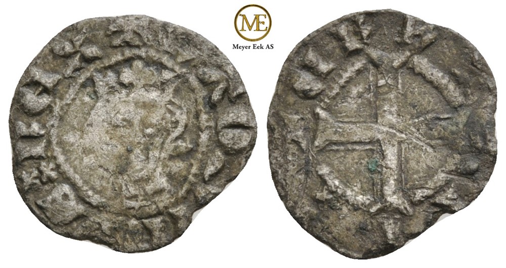 1/2 penning Håkon V Magnusson (1299-1319) Kv.1