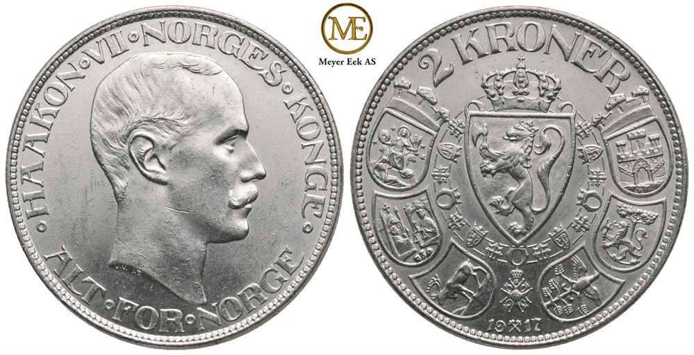 2 kroner 1917 Haakon VII. Kv.0