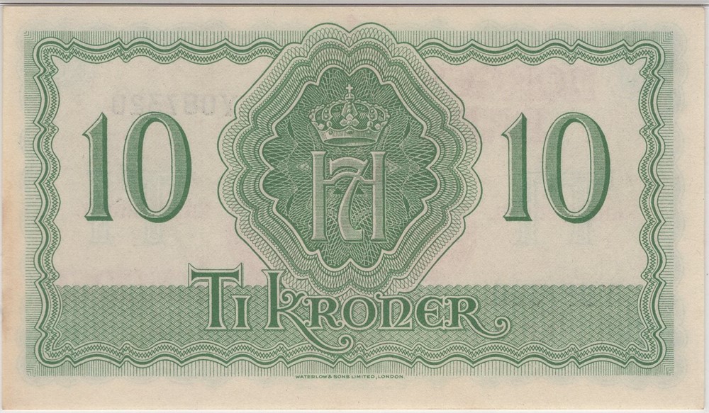10 kroner 1944 Y.087320 London utg. Kv.0