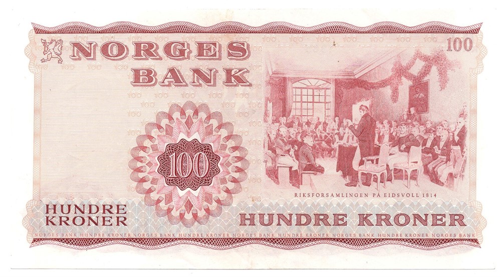 100 kroner 1965 Z.0556322. Erstatningsseddel. 45b. Kv.01