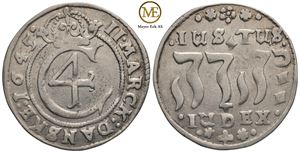 2 mark 1645 Christian IV. Kv.1+