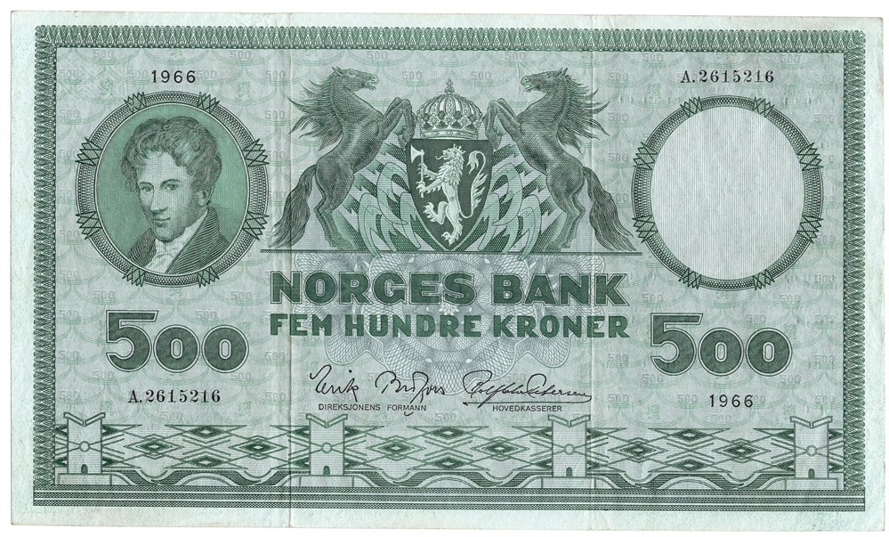 500 kroner 1966 A.2615216. Kv.1/1+