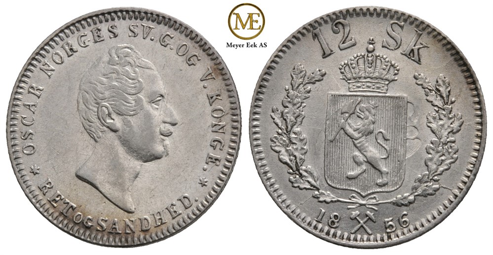 12 skilling 1856 Oscar II. Kv.01