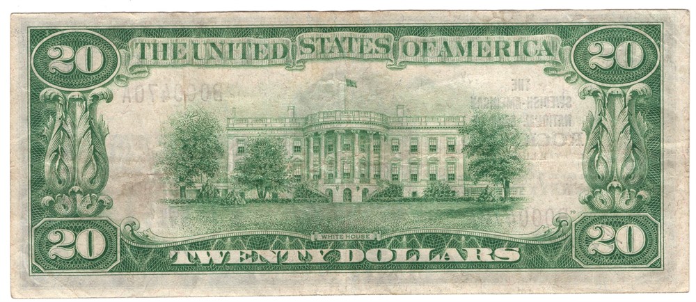 20 dollar Swedish-American National Bank of Rockford. Kv.1