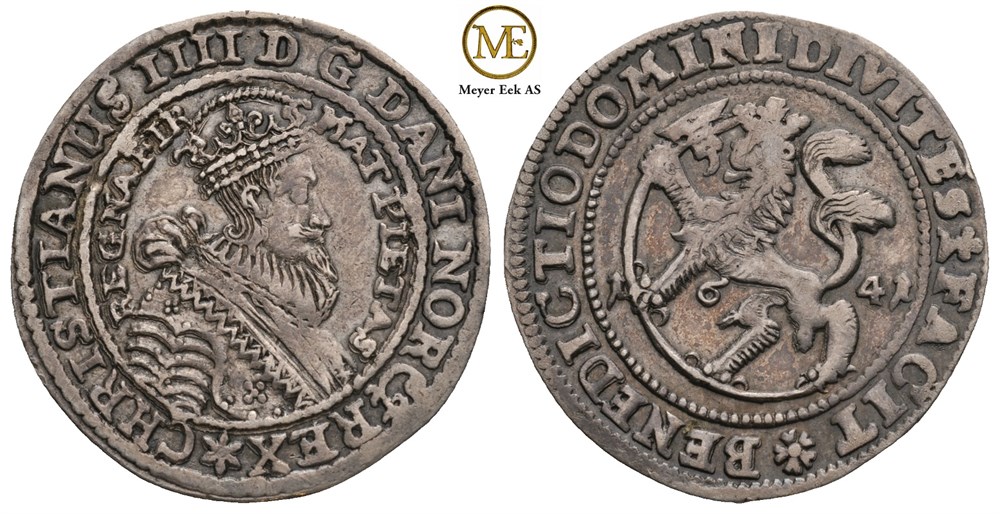 1/4 speciedaler 1641 Christian IV. Kv.1+