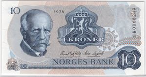 10 kroner 1978 HK erstatningsseddel. Kv.0