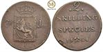 2 skilling 1824 Carl XIV Johan. Kv.1+/01