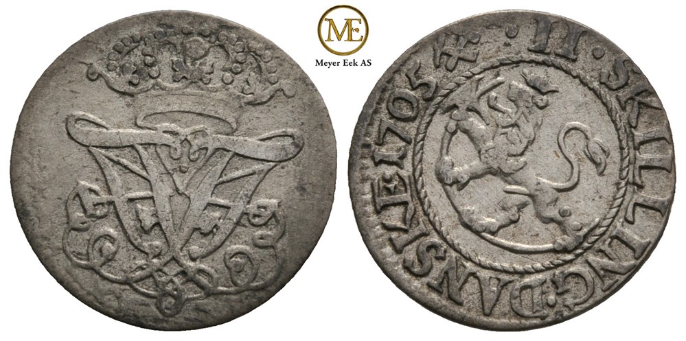 2 skilling 1705 Frederik IV.1+/01