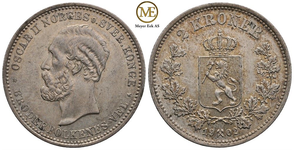 2 kroner 1902 Oscar II. Kv.0/01