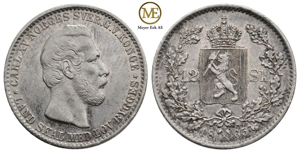 12 skilling 1865 Carl XV. Kv.01