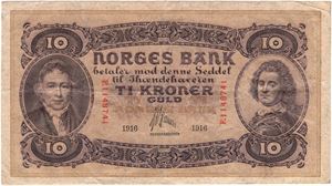 10 kroner 1916 F.1148741. Kv.1