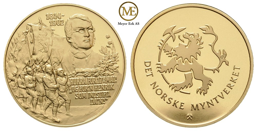 Henrik Wergeland. 1814 - 1902. Gullemdalje