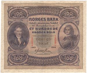 100 kroner 1944 C.3830614. Kv.01