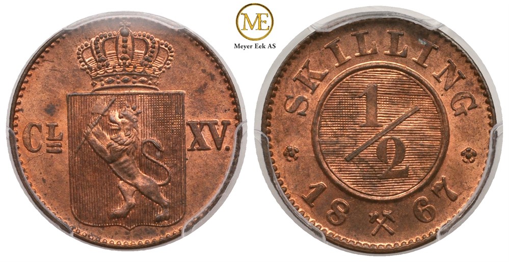 1/2 skilling 1867 Carl XV. Kv.0
