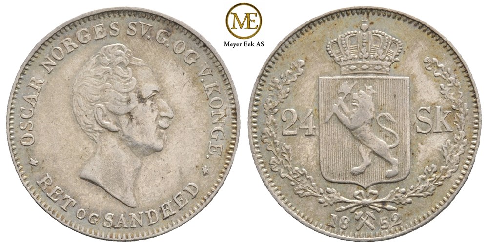 24 skilling 1852 Oscar I. Kv.1+