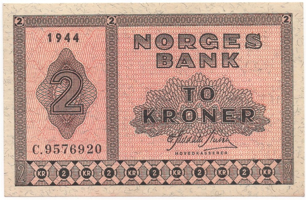 2 kroner 1944 C.9576920. Kv.0/01
