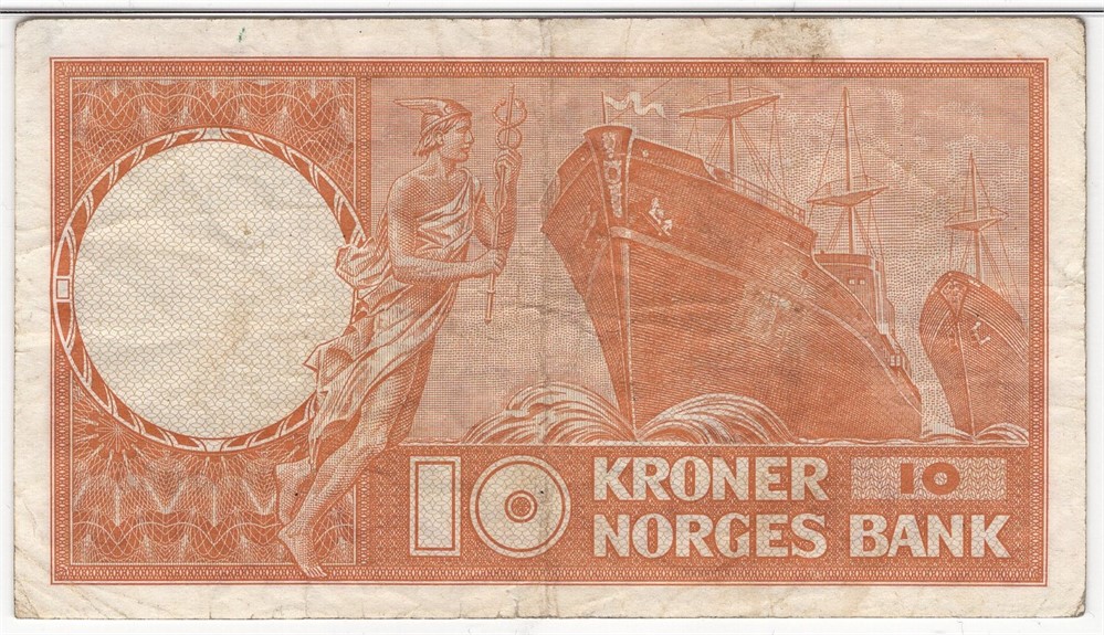 10 kroner 1965 Z.0651050 erstatningsseddel. Kv.1-