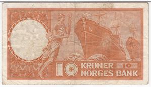 10 kroner 1965 Z.0651050 erstatningsseddel. Kv.1-