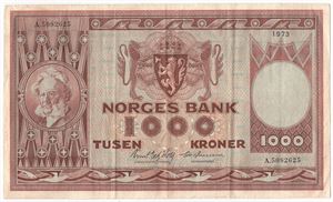 1000 kroner 1973 A.5082625. Kv.1