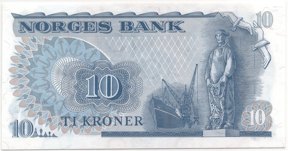 10 kroner 1972 QV erstatningsseddel. Kv.0