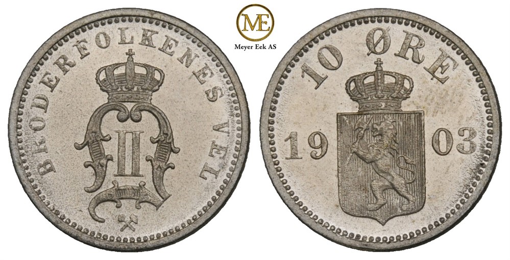 10 øre 1903 Oscar II. Kv.0