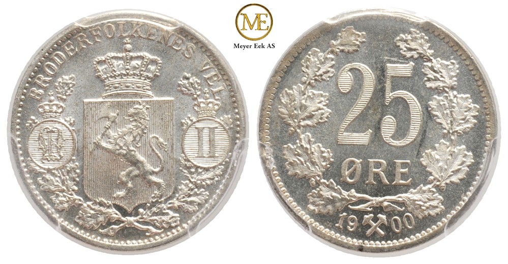 25 øre 1900 Oscar II. Kv.0