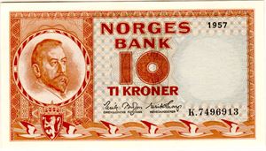 10 kroner 1957 K Kv.0