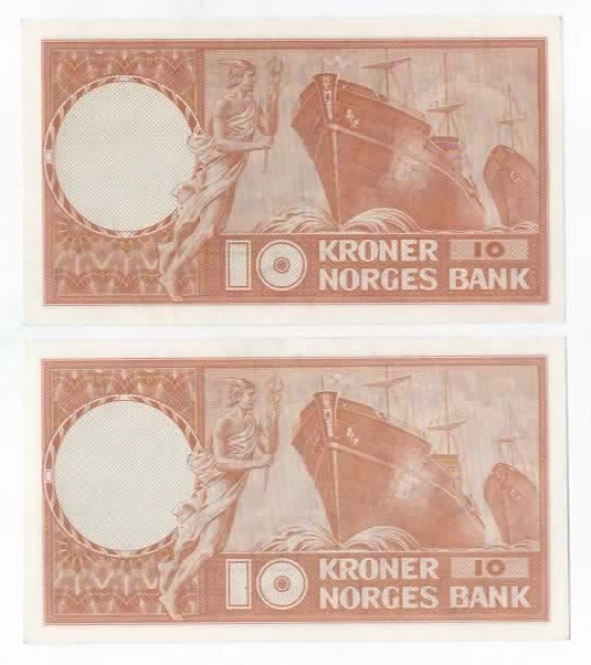 Norge 10 kroner 1961 W og 1962 Y kv. 0