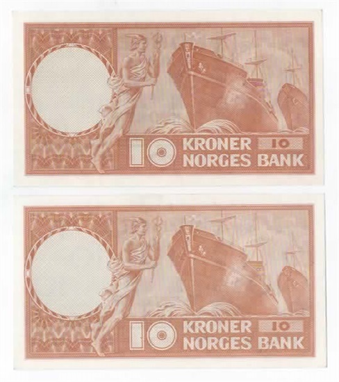 Norge 10 kroner 1961 W og 1962 Y kv. 0