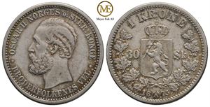 1 krone/30 skilling 1875 Oscar II. Kv.1+