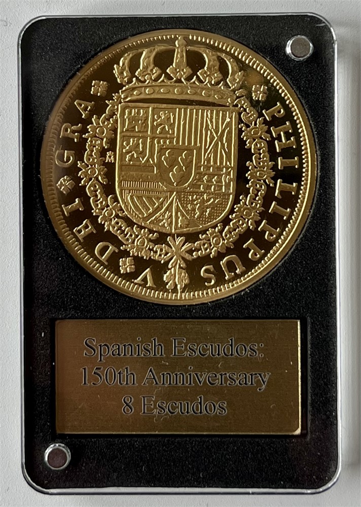 150 års jubileum sett med spansk Escudo (999 rent gull) Proof