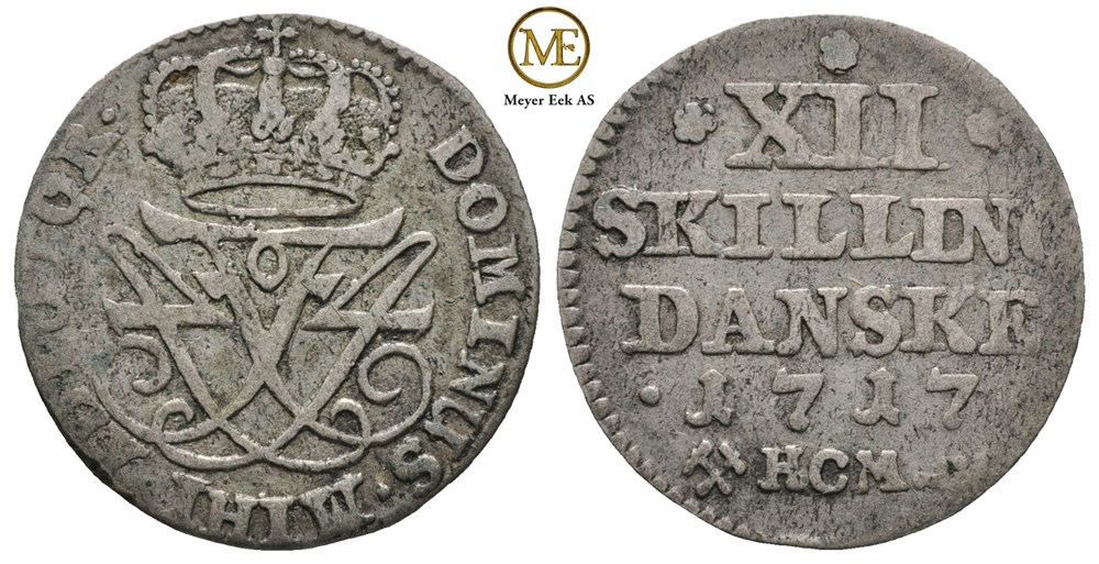 12 skilling 1717 Frederik IV. Kv.1+