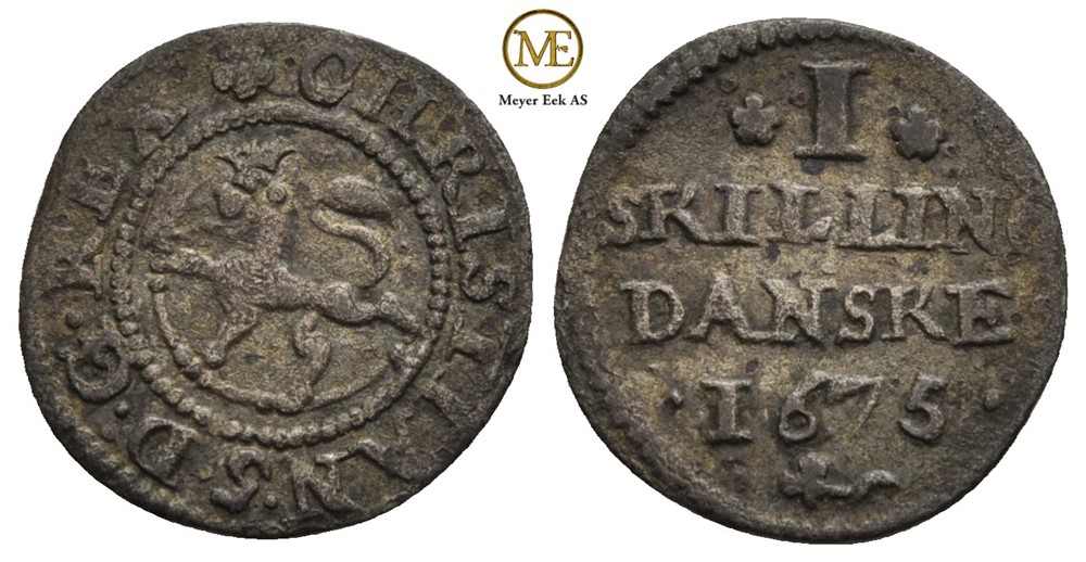 Skilling 1675 Christian V. NMD.159. Kv.1/1+