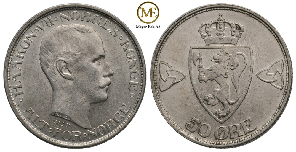 50 øre 1913 Haakon VII. Kv.0