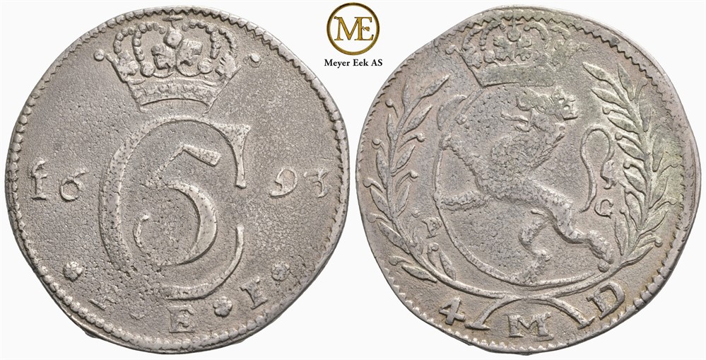 4 mark 1693 Christian V. Kv.1/1+