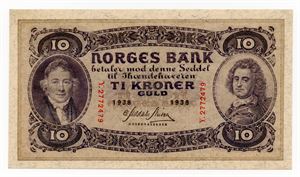 10 kroner 1938 Y ex. Skilling 2.4.16