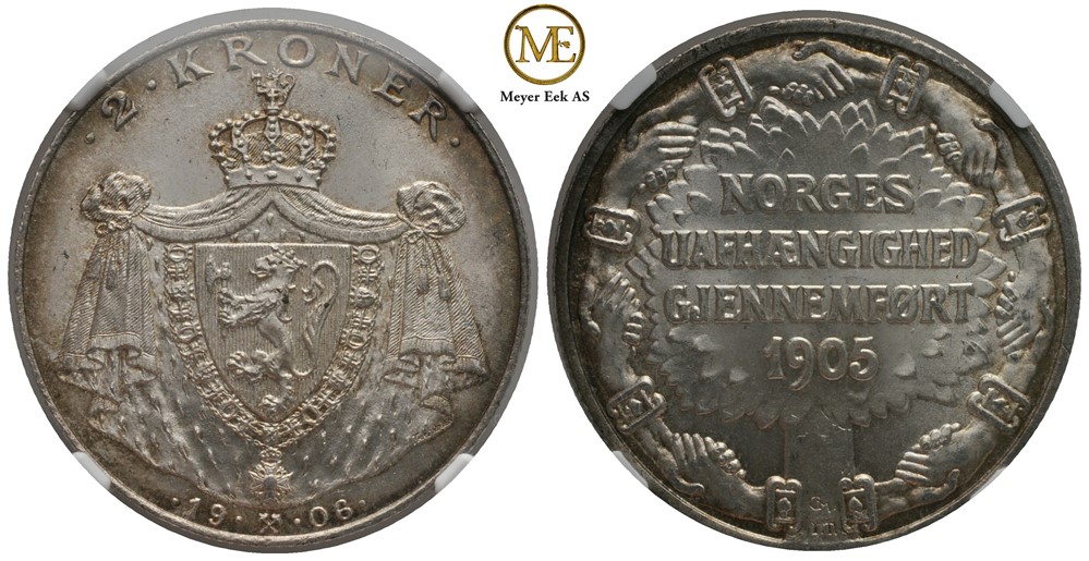 2 kroner 1906 Haakon VII. Kv.0/prakt eks.