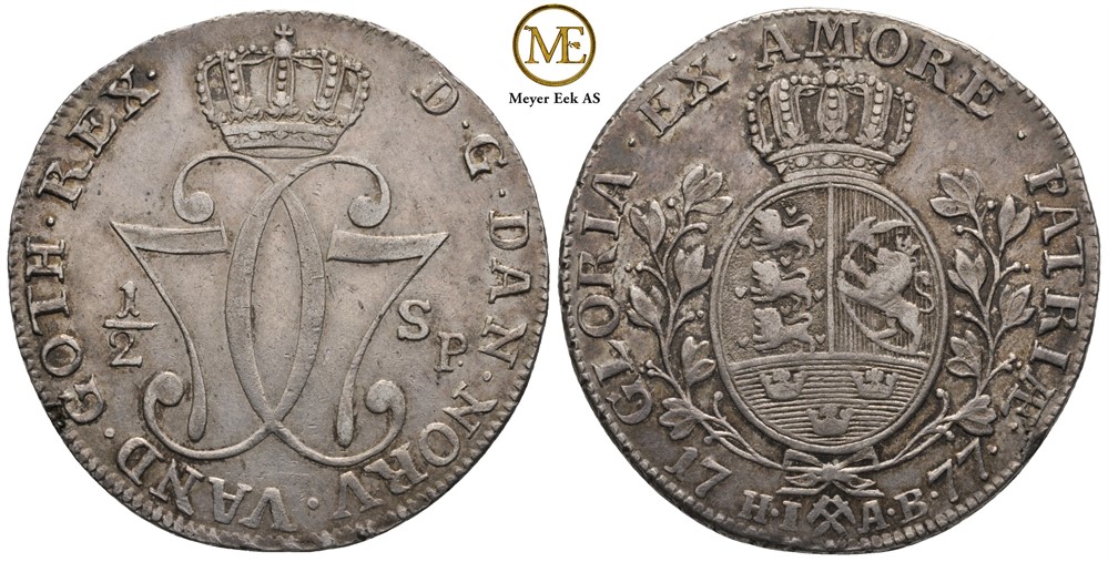 1/2 speciedaler 1777 Christian VII. Kv.1+/01