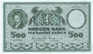 500 kroner 1971 A.3843434. Kv.0/01