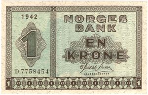 1 krone 1942 D.7758454. Kv.0