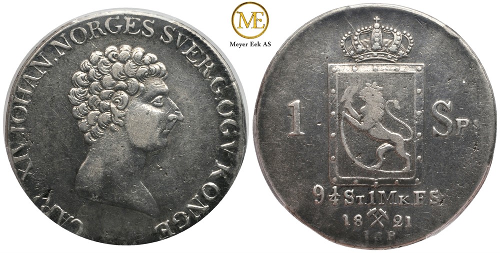 Speciedaler 1821 Carl XIV Johan. Kv.1+
