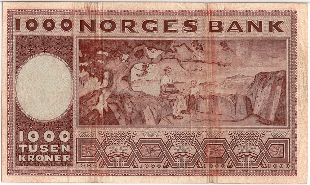 1000 kroner 1972 G.2003228 erstatningsseddel. Kv.1/1+