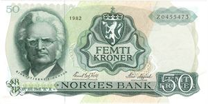 50 kroner 1982 Z. Erstatningsseddel. Kv.01