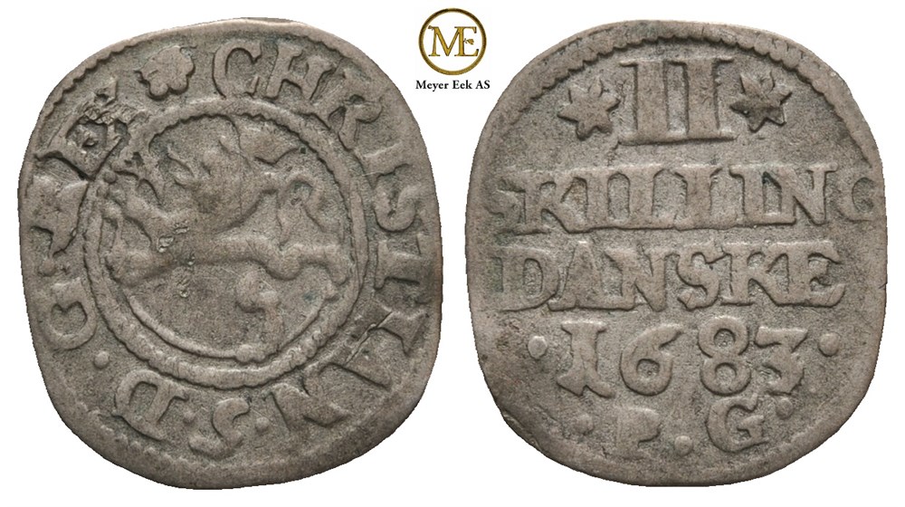 2 skilling 1683 Christian V. Kv.1/1+